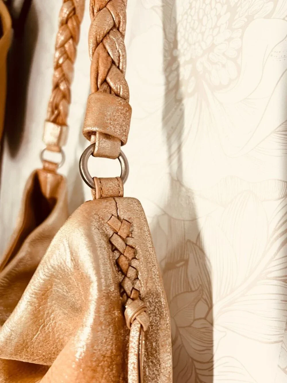 Hobo Lindley Metallic Leather Shoulder Bag With Braided Strap & Tassels Sandlewo